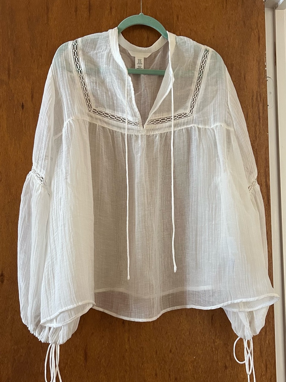 New H&M white sheer tunic XXL
